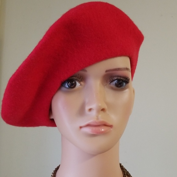 SPARKLE ALL THE WAY 100% Wool Red Beret NWT!! - Picture 2 of 6
